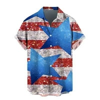 B91XZ muške košulje Muške dan neovisnosti Zastava 3D digitalni tisak Personalizirani modni rever dugme