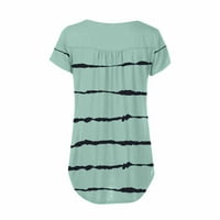 Ženski vrhovi bluza Striped kratki rukav Ležerne prilike za ruke Tee Henley Holiday ljetni bluze zeleni