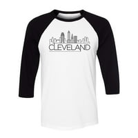 Skyline Cleveland Ohio tri četvrtine rukave za baseball majica u unise male bijele crne boje
