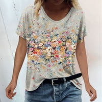 Luiyenes Women Modna košulja Ljeto tiskovina kratkih rukava o izrez košulje Casual Labava elegantna majica TEE