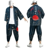 Wendunide Muški odijela Muški urbani slobodno vrijeme opušteni antički digitalni tisak Kimono Cassock