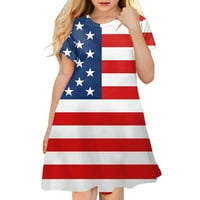 Slatke haljine za djevojčice za bebe Ispis kratkih rukava Aktivna moda Daily Enter vanjski američki