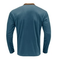 Muški dugi rukav Henley majica s majicom elastična prozračna pulover jesenji lagani podložak