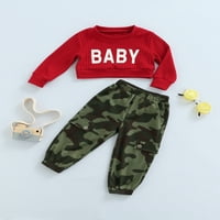 Diconna Toddler Baby Girls Camouflage Hlače Pismo Ispiši majica Građevine Elastični set casual pantalona