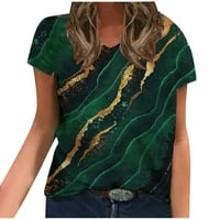 Yyeselk Womens Marble Print Ties Košulje Fanchic Grafički casual labav Basic bluza V izrez Redovna fit
