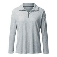 Košulje Jiyugala za žene zimski pad plus veličina dugih rukava okrugli vrat modni džemper na pola patentnog zatvarača Elegantna duksera