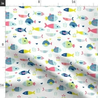 Pamuk Satens Prirubdjev rub Sham, euro - Fish Rainbow Ocean COUNICE Šarene nautičke kawaii Geometrijski