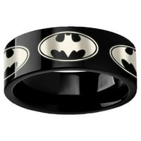 Kružni tamni vitez Super Hero Black Tungsten ugravirani prsten - veličina 9