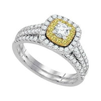 14k bijelo zlato okruglo Diamond Bridal Set za vjenčanje CTTW