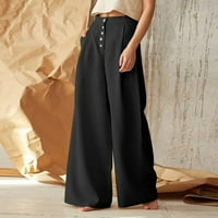 Clears Fassion Ladys Visoke pantalone na struku Ženske modne ljetne čvrste povremene džepove Elastične