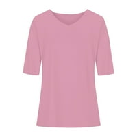 Ženske haljine i bluze na klirensu V izrez na vrhu Ležerne rukave s majicom XL Pink