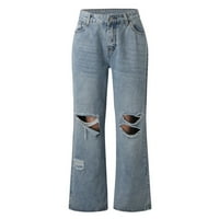 Ženske traperice visokog struka traperice Hlače visoke ravne labave retro labave rupe Jeans hlače dizajner