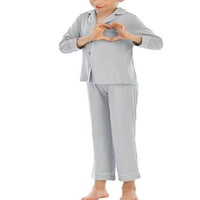 Glonme Kid Girl s dugim rukavima Pocket džep pidžama Postavite salon za spavanje s jednim grudima odijelo
