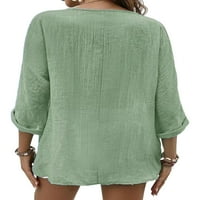 Niveer dame majice spuštaju bluzu dugih rukava na dugim rukavima s labavim tuničkim majica V izrez zeleni xs