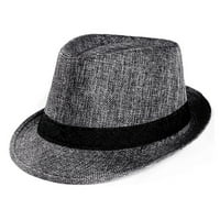 Unise Trilby Gangster Cap Beach Sun Straw Hat Band Sunhat