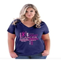 - Ženska majica Plus veličine V-izrez - borba protiv dojke