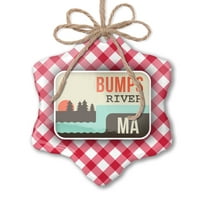 Božićni ukras SAD Rivers Bumps River - Massachusetts Red Plaid Neonblond