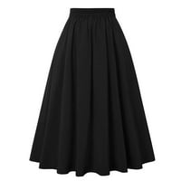 Huaai suknje za žene Ženska modna ležerna suknja sa džepovima Vintage High Squik Nasled suknje Maxi