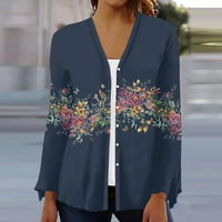 Strungten ženska modna labava ležerna tiskana košulja s dugim rukavima KARDIGAN Bluza Jakna Dressy Bluze