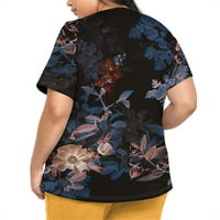 Huachen Womens Ljetni cvjetni ispis kratkih rukava V-izrez V-izrez Radna uniforma džepna bluza