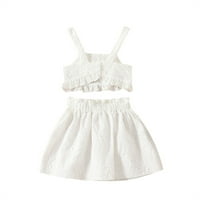 Rovga odijelo za djevojčice toddlera postavljene bijelom reznom lukom Top elastična struka pune boje