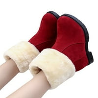 Gomelly Womnes Winsam Boots Casual Plish obložen Fuzzy Snow Boorie Udobne cipele Crveno 5,5