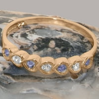 Britanska napravljena 14k ruža zlatna kubična cirkonija i prirodna tanzanite ženskim vječnim prstenom