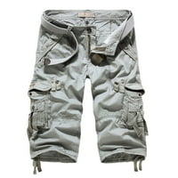 Muški teretni kratke hlače opuštene ispod koljena Capri Cargo Hlače pamučno sivo xl