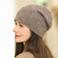 Adviicd muns trčanje šešir žene elegantni trendy topli mekani kabel pleteni zimski kapu s bisernim perlicama