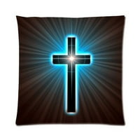Stražnji užareni križ iznad plavih svjetlosnih zraka slika patentne zatvarače jastuk jastučni poklopac
