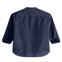 Muški vrhovi Striped Striped Summer Majica Torbe Redovna fit bluza Radna majica Tamno plava 2xl