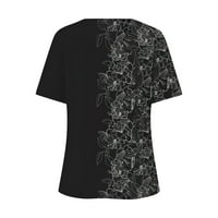 Ženske košulje Ženska moda Ležerne prilike Print V-izrez Kratki rukavi tiskani majica Black XL