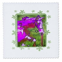 3drose životinjski konj ružičasti - kvadrat quilt, po