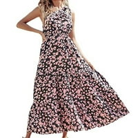 Ljetne haljine za žensko tisak bez rukava cvjetni uzorak odjeća jedno rame Off Slash ruffle midi fit i flare y2k modni elegantni kućni haljini za ljuljanje