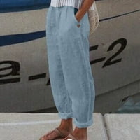 Žene Čvrsto posteljina pantring pantne casual bager-elastična struka pantalona široka noga pant sa džepom modne gaćice