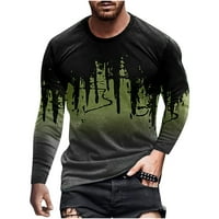 Muške mišićne košulje 70-ih majica okrugli vrat 3D digitalni print pulover fitness sport dugih rukava bluza za vježbanje majica za odmor s tamnim majicama na vrhu gzelenog xxxl