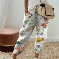 Ženske ravne jogger hlače Ljeto cvjetno tisak elastične struke nacrtaju udobne pantalone za djevojke