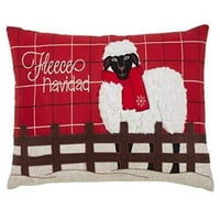 Fannco Styles Božićni kaid ovčji papir Applique Dekorativni jastuk za bacanje i umetanje - crveni jastuk