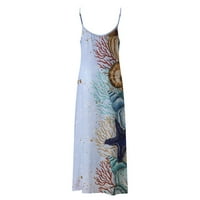 Ljetne haljine za prodaju za žene za žene bez rukava za ispis cvjetnog uzorka Okrugli vrat Maxi Loose