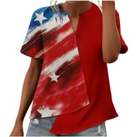 Ersazi Dan nezavisnosti Četvrti ženski ženski rukav splitski vrat asimetrični bluze za patchwork print