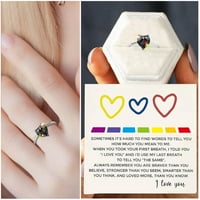 Yinguo Popularni nakit dame Ring Ljubav srčani prsten, šareni circon prsten za žene Angažovanje vjenčanog