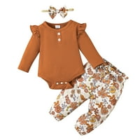 Dječja djevojka odjeća slatka čvrsta rukav rukav bod od cvjetnih hlača s slatkim cvjetnim kosom zimske