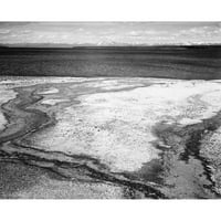 Adams, Ansel Crni moderni uokvireni muzej umjetnički print pod nazivom - Yellowstone Lake - Hot Springs