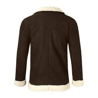 Muški plus veličina zimski kaput rever ovratnik dugih rukava podstavljena kožna jakna Vintage zgušnjava