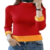 Glonme Fleece obložen pulover za žene Slim Fit Travel Thermal Top Compy Tees Crveni 2XL