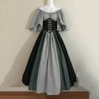 Ženska plus veličina Gothic Dužina lakta Retro Maxi haljine Flare Off zavoja za zavoja za zavoj
