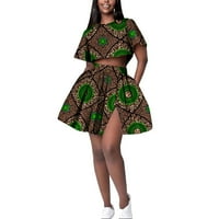 Afrička odjeća za žene pamuk dva komada, opuštena gornja od gornjeg dijela i proreza set suknja xx-velik