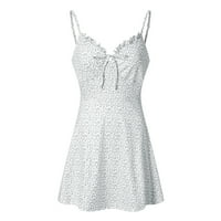 Ljetne haljine za žensku haljinu od tiskane modne haljine bez rukava na klirensu bijeli XL