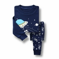 Pimfylm Baby Boy odjeća Ispis Crewneck Duks povremene hlače Odjeća za dječake Set Sets Tamno plava 100