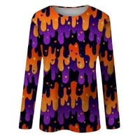 Duks za žene Halloween Crewneck majica Grafički ispisani dugi rukav labav pulover